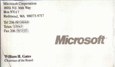 Bill's business card